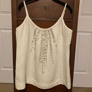 Eileen Fisher Cream Embroidered Camisole- Size Medium
